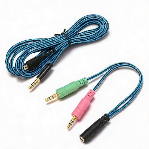 Kopfhörer Audiokabel, Ersatz Kopfhörer Audiokabel mit Y Adapterkabel, OFC Kupfergeflecht Aux Kabel für Arctis 3/5/7/Pro