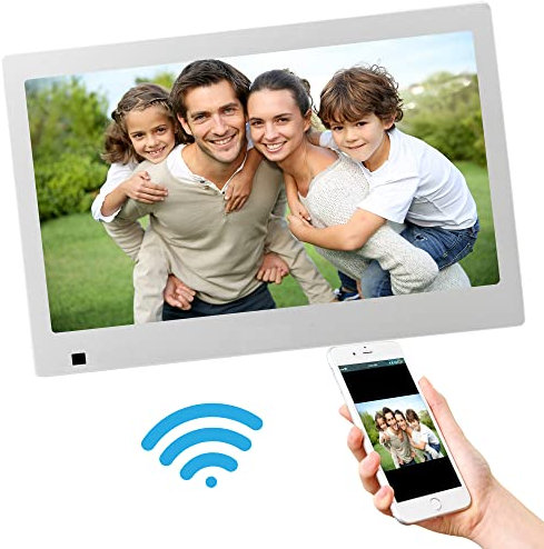 XORO CPF 10B1 -10.1 Zoll Digitaler Bilderrahmen mit Touchscreen, WLAN, SD Kartenleser, USB, Bewegungssensor, 1280 x 800 Auflösung, 16:10 Format, App-Steuerung