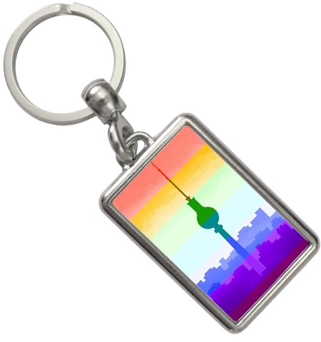 speecheese Berlin Skyline Schlüsselanhänger in Regenbogenfarben Anhänger für den Schlüsselbund mit schönem Motiv in LGBTQ Farben für mehr Toleranz und Akzeptanz in der Hauptstadt