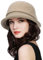 Damen 1920er Vintage Upturn Krempe Wollmischung Cloche Kirche Hut Winter Filz Eimer Bowler Hut Knautschbar Faltbar, Khaki, Medium