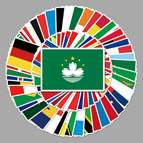 AUCEKO 105PCS Stickers for National Flag,World Flag Stickers,Teens Boys and Girls Sticker Pack Vinyl Skateboard Guitar Door Laptop Luggage Car Bike Water bottle Birthday Party Supplies Stickers