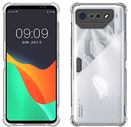 kwmobile Coque Compatible avec ASUS ROG Phone 7 - Housse Protectrice pour Téléphone avec Coins Renforcés en Silicone Transparent
