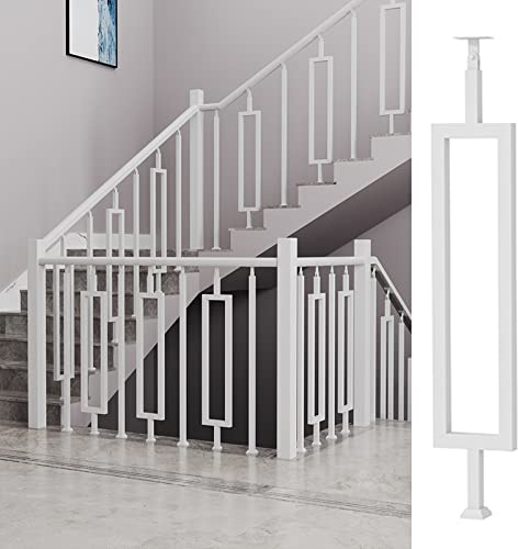 Contemporary Stair Wrought Iron Balusters, 1/4/5/8/10 Pack White Hollow Metal Railing Spindles for Outdoor Porch Deck Patio Railing Concrete/Wood Steps, Screw Kits ( Color : A 1Pack , Size : 85cm/33.5