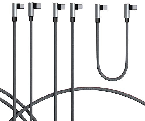 TECHGEAR Lot de 3 câbles USB C vers USB C - 30 cm + 1 m + 2 m - Câble de charge rapide à 90° - Compatible avec Samsung S25 S24 S23 S22 S21 FE/Plus/Ultra A16 A15 A14 A55 5G, Xiaomi, Oppo, OnePlus