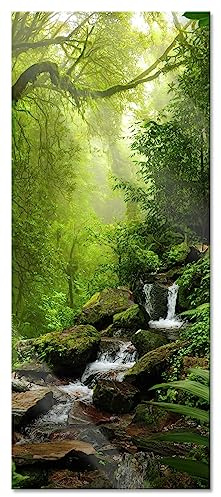 Pixxprint Glasbild Panorama, Wandbild aus Echtglas, Kleinder Wasserfall im Dschungel, 120x50 cm, inkl. Aufhängung und Abstandshalter