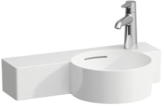 LAUFEN Val Handwaschbecken, ohne Hahnloch, Ablage links, mit Überlauf, schneidbar, 550x315mm, H815284A008131, Farbe: Weiß
