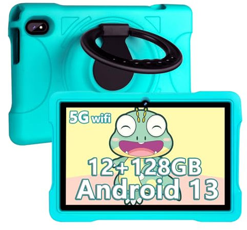 AOCWEI X700 Tablet 10 Zoll,Android 13 Tablet für Kinder,12GB RAM+128GB ROM,512GB erweitern,5GWiFi Tablet PC,Octa-Core,6000mAh,2.0GHz,Kindersicherung,kindgerechte Hülle in Grün