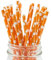 Berto Paper Straws 25pcs, Biodegradable Recyclable Drinking Straws for Wedding | Birthday Party Straws for Cocktail, Holiday, Coffee, Soda, Baby Shower Suppliers. (Orange with White Dots)