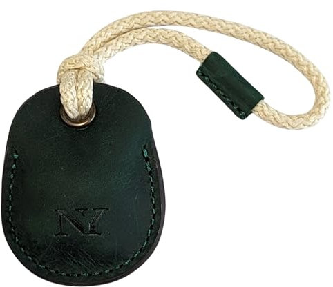 NEYYOS - Airtag Anhänger aus Echtem Leder, Air Tag Tracker, Hülle Tragbar & Schlüsselanhänger, Schutzhülle Schlüsselfinder, Holder, Keychain Halter Case für Schlusselbund (Grün, B)