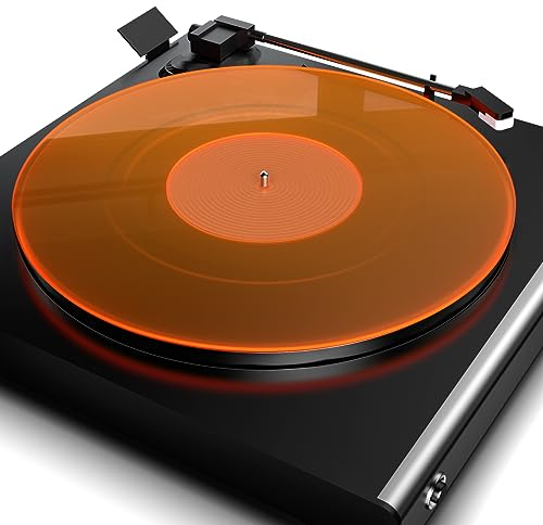 Plattenspieler-Matte, Schallplatten-Slipmat, Acryl-Plattenspieler-Platte, Vinyl-Rutschmatten (Orange)