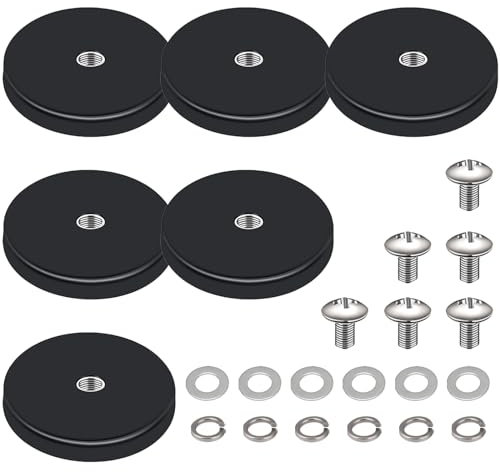 6 Stück Neodym Magnete Gummiert, Gummi Runde Magnete, Magnetsysteme, mit M6 Gewinde, für Schrauben Öse oder Haken
