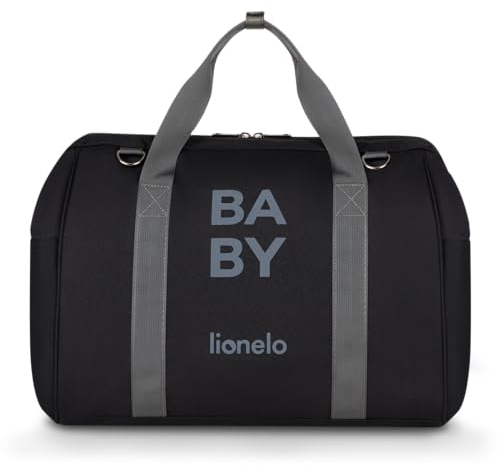 lionelo Ida Mom Bag Sac pour Poussette avec 2 Poches isothermes internes pour biberons, lingettes humides, Matelas à Langer, Sac cosmétique, Sangle pour Fixation à la Poussette (Black)