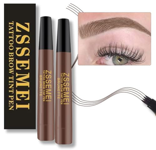 Penna per sopracciglia impermeabile - Matita per sopracciglia con microblading, durata 24 ore, crea un aspetto naturale (Brunette - 2 PCS)