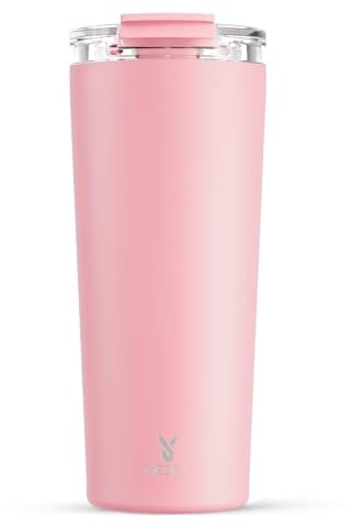 Meoky 700ml Thermobecher mit Deckel und Strohhalm, Termokaffeebecher to go Doppelwandig Isoliert, 8h Heiß und 24h Kalt, Passt in den Auto-Getränkehalter (Röte)