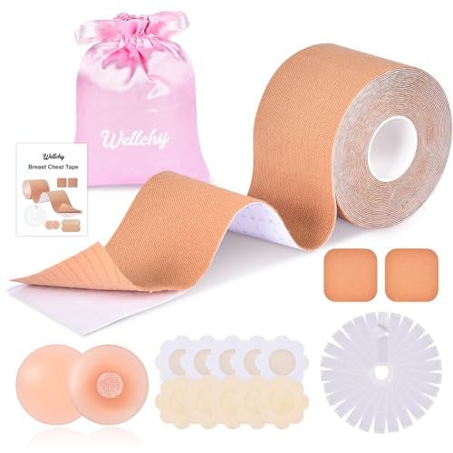 JONRRYIN Boob Brust Tape für Grosse Brüste, Klebe BH Push Up Große - Mit Wiederverwendbare Unsichtbar Silikon, Nipple Cover, Nippelpads, Body Tape für Abendkleider, Ballkleid, Hochzeitskleid