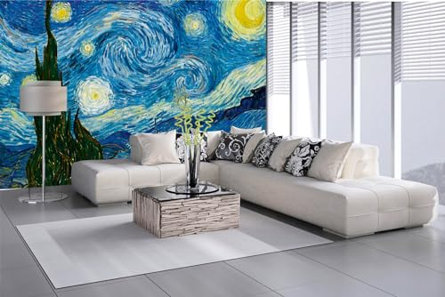 DIMEX Selbstklebende Vliestapete STERNENNACHT VON VINCENT VAN GOGH 375 x 250 cm | Selbstklebende Vliestapete | Wandtapete, Wandbilder - Tapete für Wohnzimmer Schlafzimmer, Büro, Küche - Montagefertig