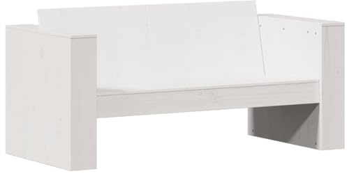vidaXL Gartensofa 2-Sitzer, Outdoor Sofa mit Armlehnen Rückenlehne, Gartenbank für Garten Terrasse, Holzbank Gartenmöbel, Weiß Massivholz Kiefer