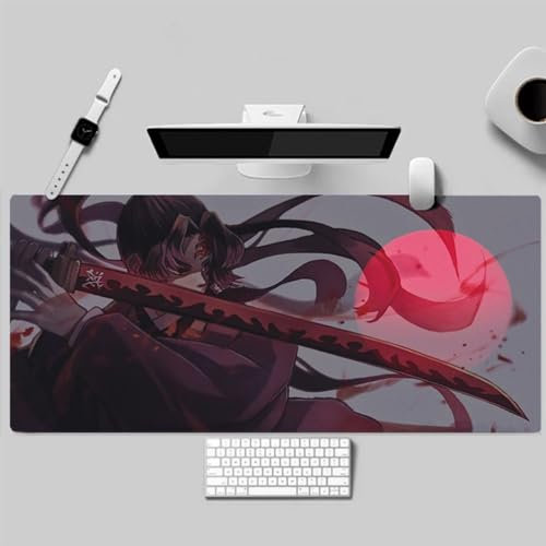 GeRRiT Demon Slayer Mauspad, wasserdicht, professionell, XXL, PC-Schreibtischunterlage, Tastatur- und Mauszubehör, verlängerte rutschfeste Gummiunterseite, Mauspad (Tsugikuni Yoriichi, 900 x 400 x 3