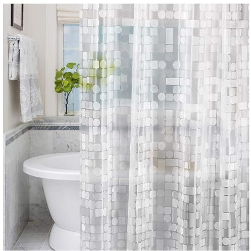 Lemon Cloud Tenda da Doccia Antimuffa – Trasparente con Peso Magneti Inferiori, 240 x 180 cm PEVA, Impermeabile Geometrica per Vasca da Bagno con 16 Anelli