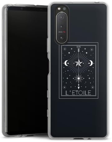 Custodia di silicone compatibile con Sony Xperia 5 II 5G Custodia trasparente Cover per smartphone trasparente Oro Luna trend