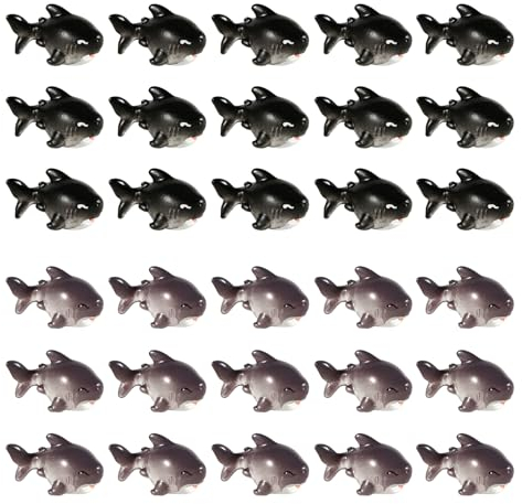 60St Mini Haie aus Kunstharz, Miniatur Hai Figuren Niedlich Kleine Hai Figuren Miniatur Meerestiere DIY Zubehör für Topfpflanzen Garten Aquarium Dekoration (Schwarz, Grau)