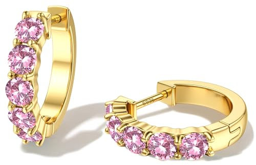 Dochais Creolen Ohrringe Gold für Damen, Hypoallergen 14K Vergoldet Huggie Ohrringe 925 Silber, Zirkonia Ohrringe Trendy Schmuck Geschenk für Mädchen Männer