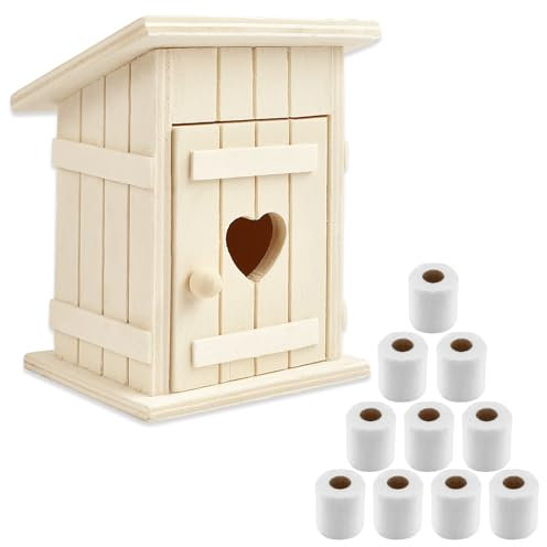 Miniatur Puppenhaus Zubehör, 2 PCS Wichtel Zubehör, Puppenhaus Badezimmer Zubehör, Miniatur Zubehör Badezimmer, 1:12 Miniatur Toilettenhäuschen und Miniatur Toilettenpapier