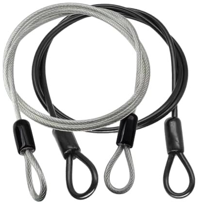 WeddHuis 2 Piezas Cable de Acero con Argollas, Cable de Acero Inoxidable, Seguridad Antirrobo, Candado de Cable, Inoxidable, para Muebles de Jardín, Muebles de Terraza, Bicicleta (100cm)