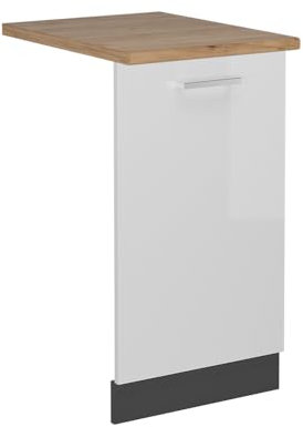 Vicco Tapa del lavavajillas R-Line, Blanco Alto Brillo, 45 cm, ET Roble