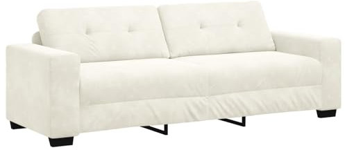 vidaXL Modernes Samt-Creme-Sofa für 3 Personen | Weicher Stoff, langlebiger Naturholzrahmen, stylisches Wohnzimmer-Sitzmöbel, Kastenpolster, bequemer Platz, drinnen, Hausmöbel, Couch