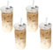 Tazze di vetro quadrate con coperchi e cannucce 4pcs 400 ml da 2x5 pollici quadrati a temperatura in vetro bottiglie resistenti all'acqua resistenti per caffè, succo di succo, tazze di bevande con co
