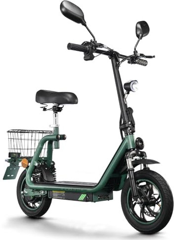 TWOFISH E Scooter mit Straßenzulassung(EEC), Elektroroller für Erwachsene mit 48V 13Ah Akku, 30 km Reichweite, Elektro Scooter mit 12 Zoll Reifen, 3 Geschwindigkeiten, M5-PRO-E (Grün)