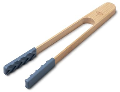 Zeal Bamboo & Silicone Kitchen Tongs – Non-Scratch, Heat Resistant, Easy Grip Cooking & Serving Tongs, 25cm (Provence Blue)