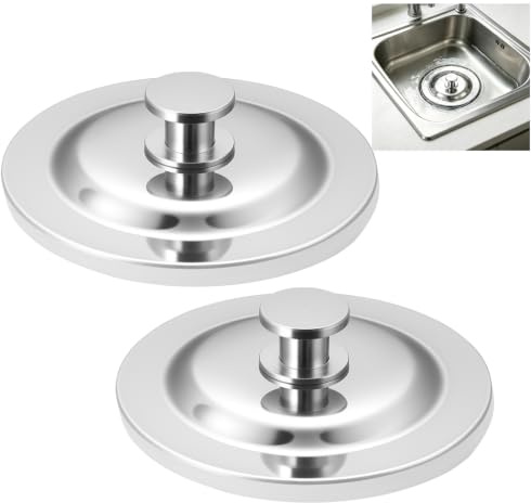 2 Stück Abflussstopfen Küchenspüle Stopfen, Edelstahl Waschbeckenstöpsel, Universal Waschbecken Stopfen, Küche Abfluss Stöpsel Ersatz für 40-45mm Küchen Badewannen Spülbecken Abflussstöpsel