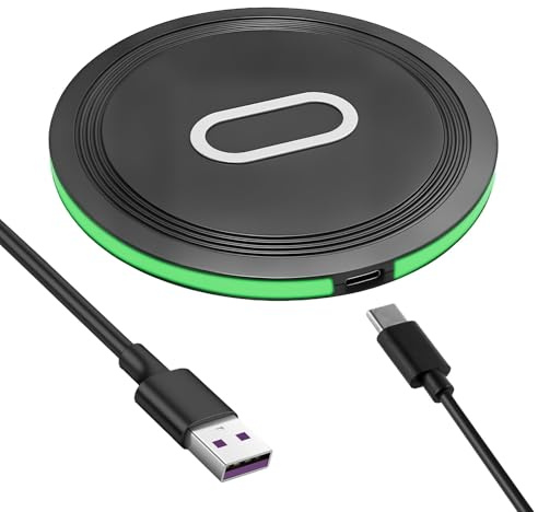 15W Fast Wireless Charger, Kabelloses Ladegerät + USB C Ladekabel 1 M,Schnelles Induktives Ladegerät für iPhone 17/16/15/14, Galaxy S25 Ultra/S24 FE/S23/S22/S21, Google Pixel 10Pro/10/9 Pro/9a/9/8