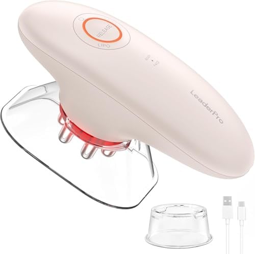Schröpfmassagegerät mit EMS & Rotlicht, 2-in-1 Körper & Gesichtsmassage, Massagegerät für Straffere Haut, Massage durch Elektrische Stimulation, Anti Cellulite Massagegerät für Bauch, Beine, Arm,Rosa