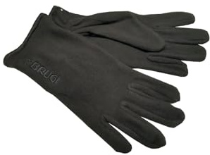 Brugi Guanti Uomo in Pile Elasticizzato, Polar Fleece, Knitted, con Ricamo Laterale e Bordo Polso Elasticizzato NERO