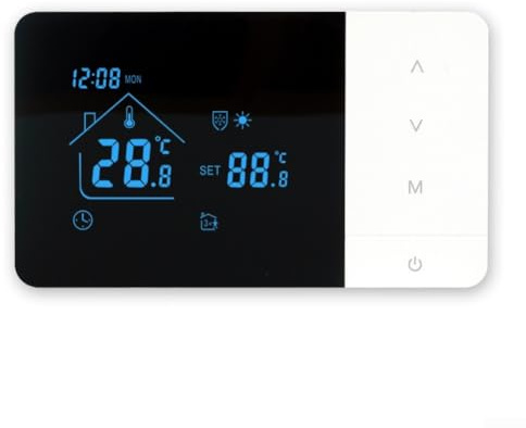 Wireless Programmable Boiler Thermostats with Heating and Cooling Modes, Smart App and Voice Control for Tuya, Battery or USB Powered, Large LED Display(With WiFi)