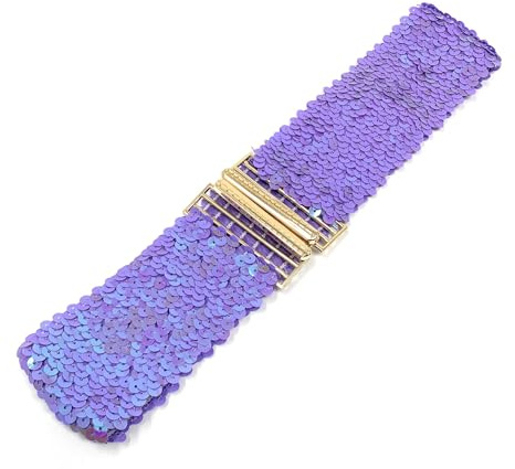 Cadoline Women's Sequin Belt With Elastic Stretch and Gold Buckle Waist Band Corset