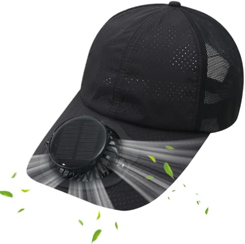 Sombrero con Ventilador, con Carga USB, Funciona con energía Solar, Ventiladores de 3 velocidades, Sombrero de del Calor, para Deportes, Viajes, Senderismo, Playa, etc, Negro