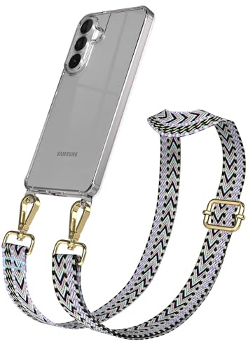 EAZY CASE Handykette - Verstellbares Taschenband kompatibel mit Galaxy S26 Plus, Schulterriemen, Handykordel mit Silikon Hülle, Umhängetasche, Lila Grün Gold