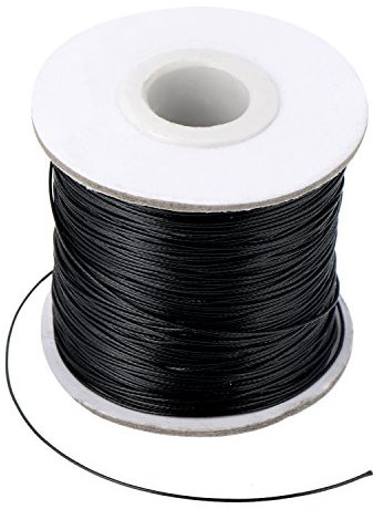Nachahmung Leder Thread Geflochten Gewachst String, Schwarz (160 Meter, 0,5 mm Durchmesser)
