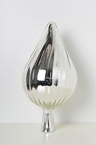 Rosenkugel aus Glas für den Garten – perfekte handgemachte Garten-Dekoration für Ihr Blumenbeetin vielen Farben, Formen und Größen, Hoche 33cm und Durchschnittlich 17cm, Silber Spitze