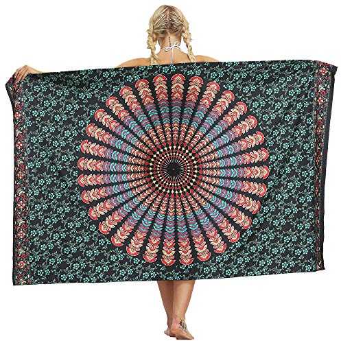 Nuofengkudu Frau Sarong Rock Hippie Floral Bedruckte Bikini Cover up Strandkleid Lange Wrap Urlaub Party Strand Outfits Strandtuch