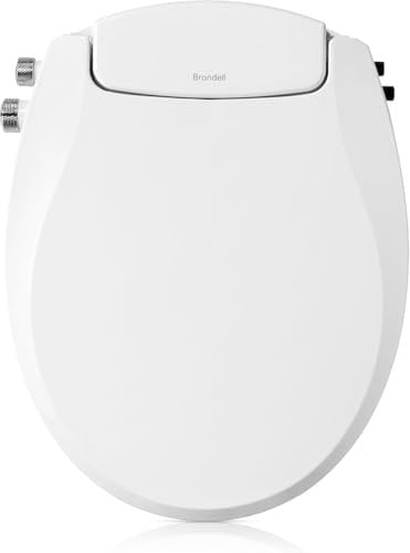 Brondell Sedile WC bidet non elettrico, adatto per WC rotondi, bianco, sistema a doppio ugello, temperatura dell'acqua ambiente, bidet di facile installazione