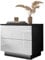 lukmebel Nachttisch LINA 55x50x37 cm- LED Beleuchtung - Nachtkästchen - Schwarz/Weiß Hochglanz - Push to Open - Nachtschrank - Beistelltisch mit Schublade - Schlafzimmerschrank