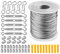 Set di 57 pezzi con cavo in acciaio inox 304 da 30 m, 2 mm, rivestimento in PVC, tenditori a vite con occhielli in acciaio inox