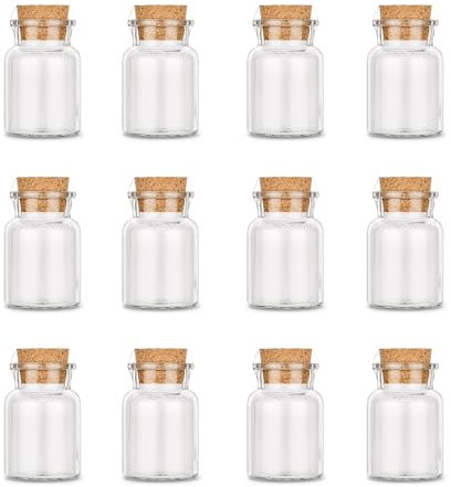 Ankerkraut leeres Korkenglas, klein, 12 leere kleine Gewürzgläser, zum Abfüllen von Gewürzen, Kräutern oder Bonbons, großartiges Gastgeschenk, 170ml, Embossing