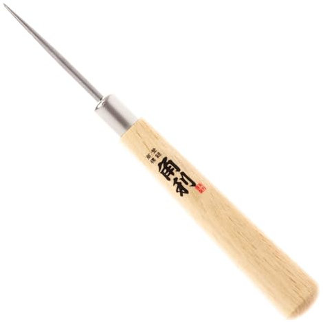 KAKURI Awl Tool for Sewing, Scratch Wood, Leather, Punch, Book Binding, Sharp Japanese Stainless Steel Scratch Awl 4-3/4 Multitool, Maple Wood Handle, Made in JAPAN