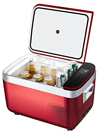 XIAOLIN Portable Refrigerator For Car, 18 Liter Car Fridge Mini Freezer 12v/24v/220V Cool Box For Camping, Driving, Picnic, Down To -18℃,Red